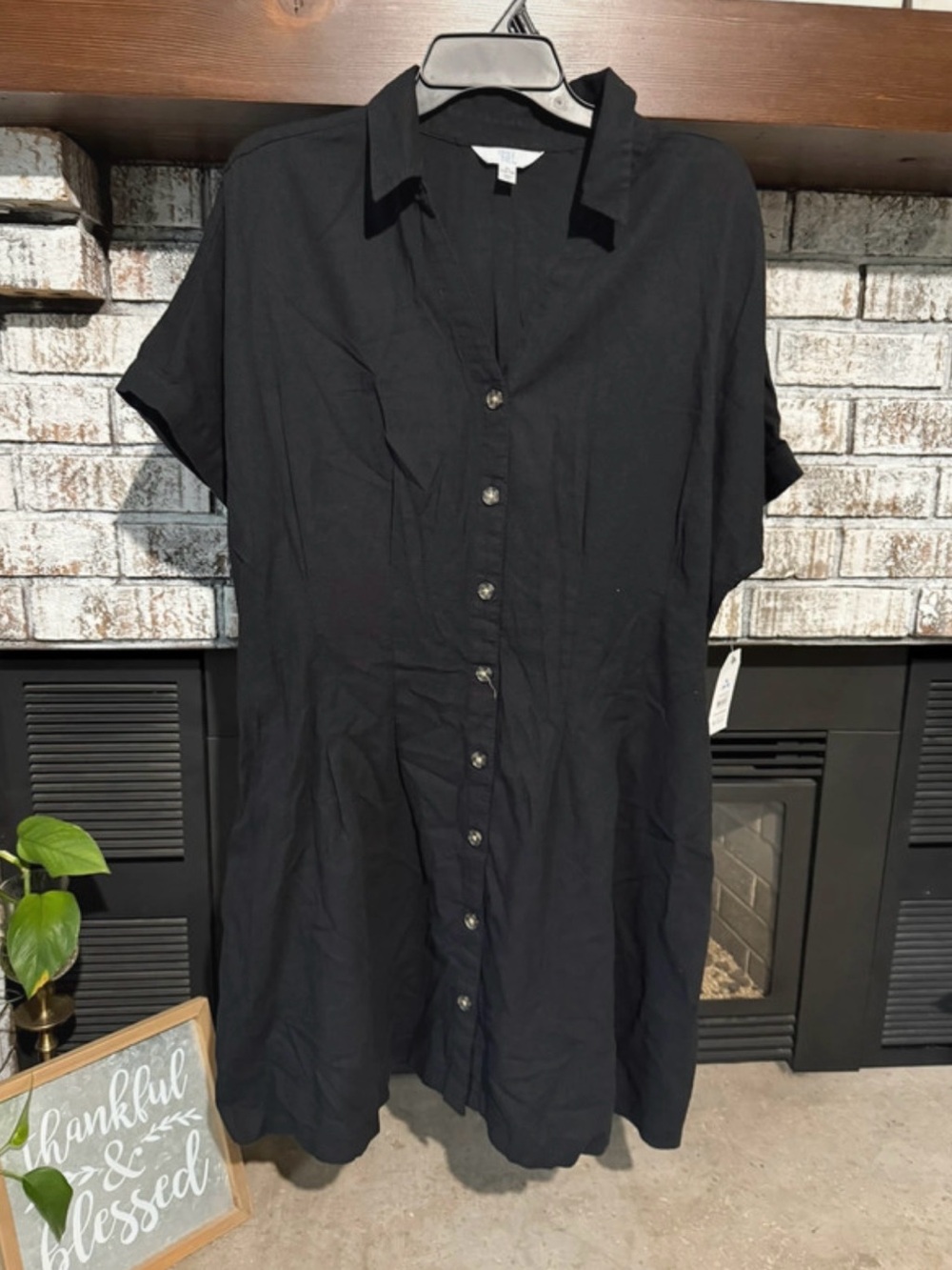 Black Button-Front Shirt Dress